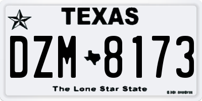 TX license plate DZM8173