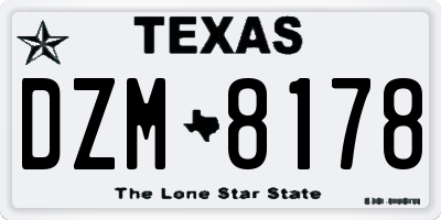 TX license plate DZM8178