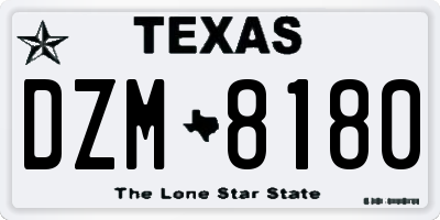 TX license plate DZM8180