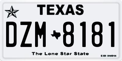 TX license plate DZM8181