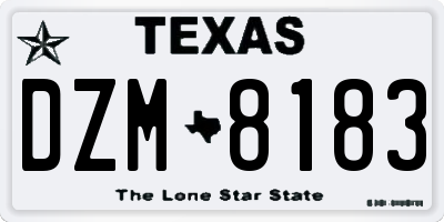 TX license plate DZM8183