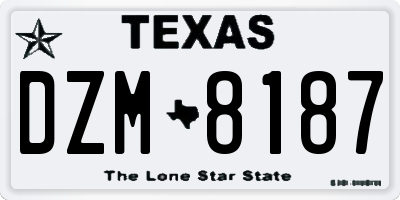 TX license plate DZM8187