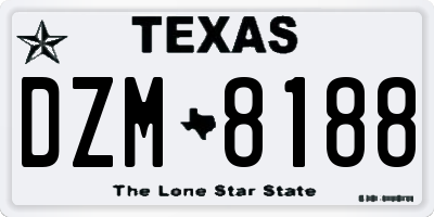 TX license plate DZM8188