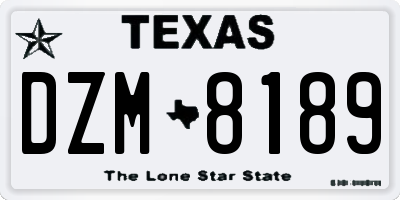 TX license plate DZM8189