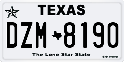 TX license plate DZM8190