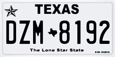 TX license plate DZM8192
