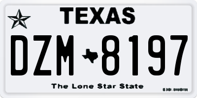 TX license plate DZM8197