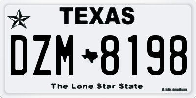 TX license plate DZM8198
