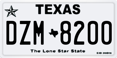 TX license plate DZM8200