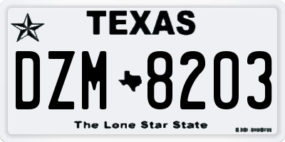 TX license plate DZM8203
