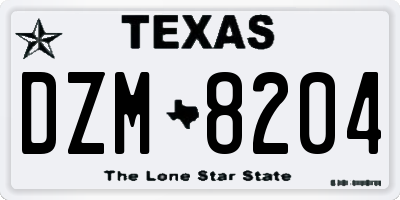 TX license plate DZM8204