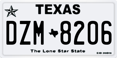 TX license plate DZM8206