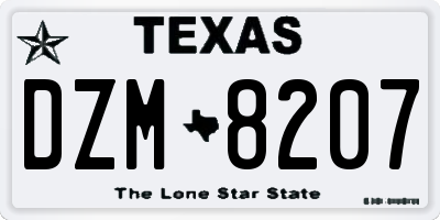 TX license plate DZM8207