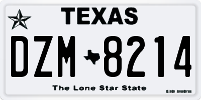 TX license plate DZM8214