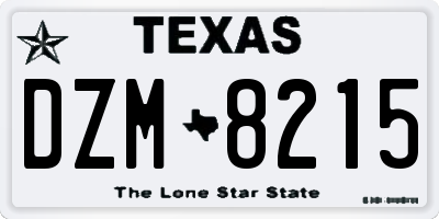 TX license plate DZM8215
