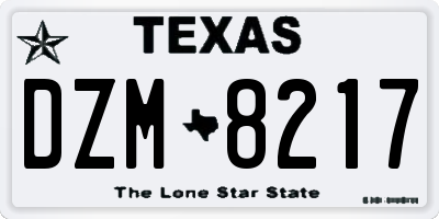 TX license plate DZM8217