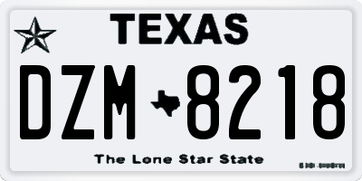 TX license plate DZM8218