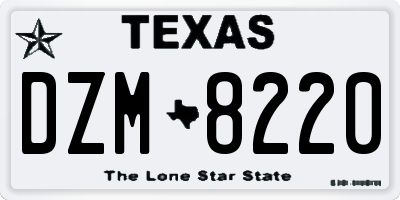 TX license plate DZM8220