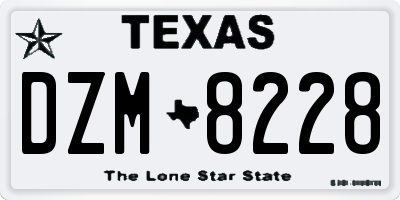 TX license plate DZM8228