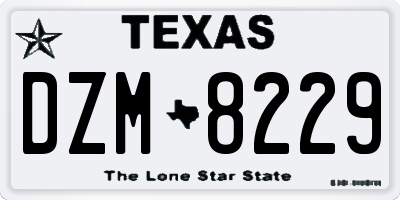 TX license plate DZM8229