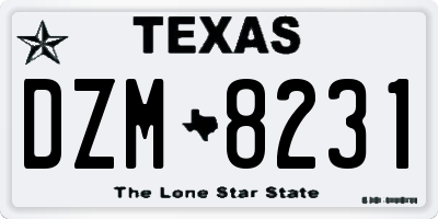 TX license plate DZM8231