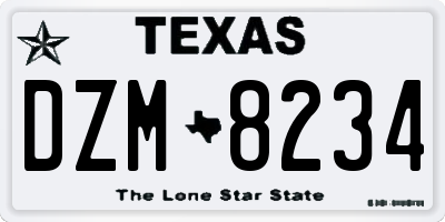 TX license plate DZM8234