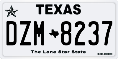TX license plate DZM8237