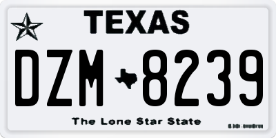 TX license plate DZM8239