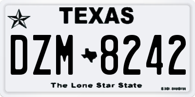 TX license plate DZM8242