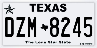 TX license plate DZM8245