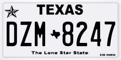 TX license plate DZM8247