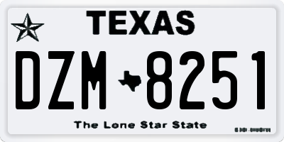 TX license plate DZM8251