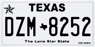 TX license plate DZM8252