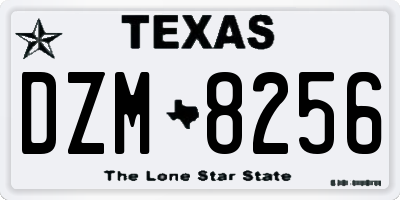 TX license plate DZM8256