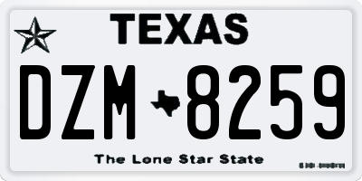 TX license plate DZM8259