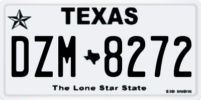 TX license plate DZM8272