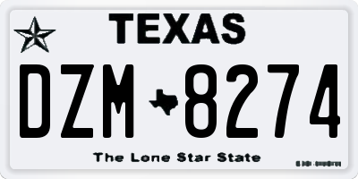 TX license plate DZM8274