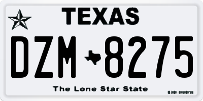 TX license plate DZM8275