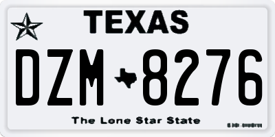 TX license plate DZM8276