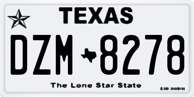 TX license plate DZM8278