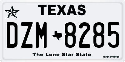 TX license plate DZM8285