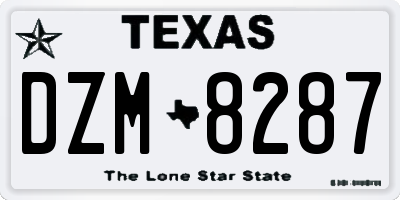 TX license plate DZM8287