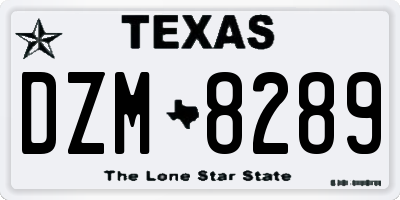 TX license plate DZM8289