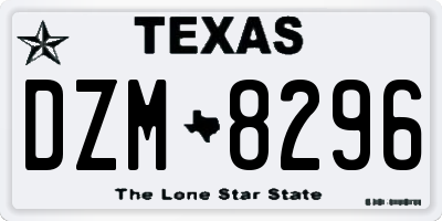 TX license plate DZM8296