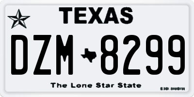 TX license plate DZM8299