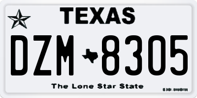 TX license plate DZM8305