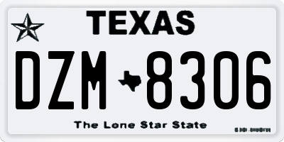 TX license plate DZM8306