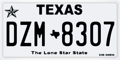 TX license plate DZM8307