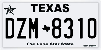 TX license plate DZM8310