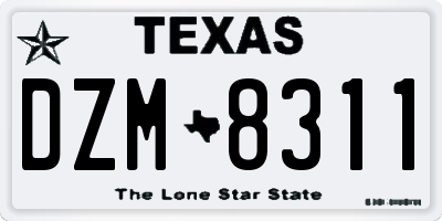 TX license plate DZM8311